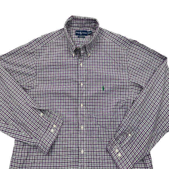 Polo Ralph Lauren Purple Plaid Button Long Sleeve 2XL Cotton Shirt Men's XXL - Picture 5 of 9